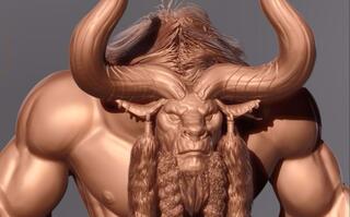《斗战神》【ZBrush角色建模】斗战神-牛魔王，游戏高模模型制作!(视频)